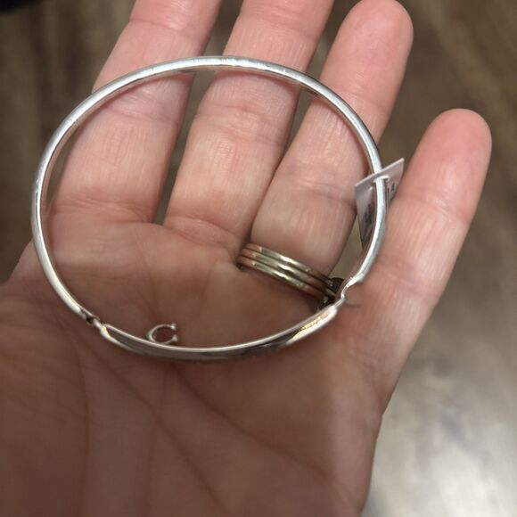 *COACH* SIGNATURE “C” PAVE BAR HINGED BANGLE BRACELET - (91429) - Silver - BNWT - Picture 5 of 6